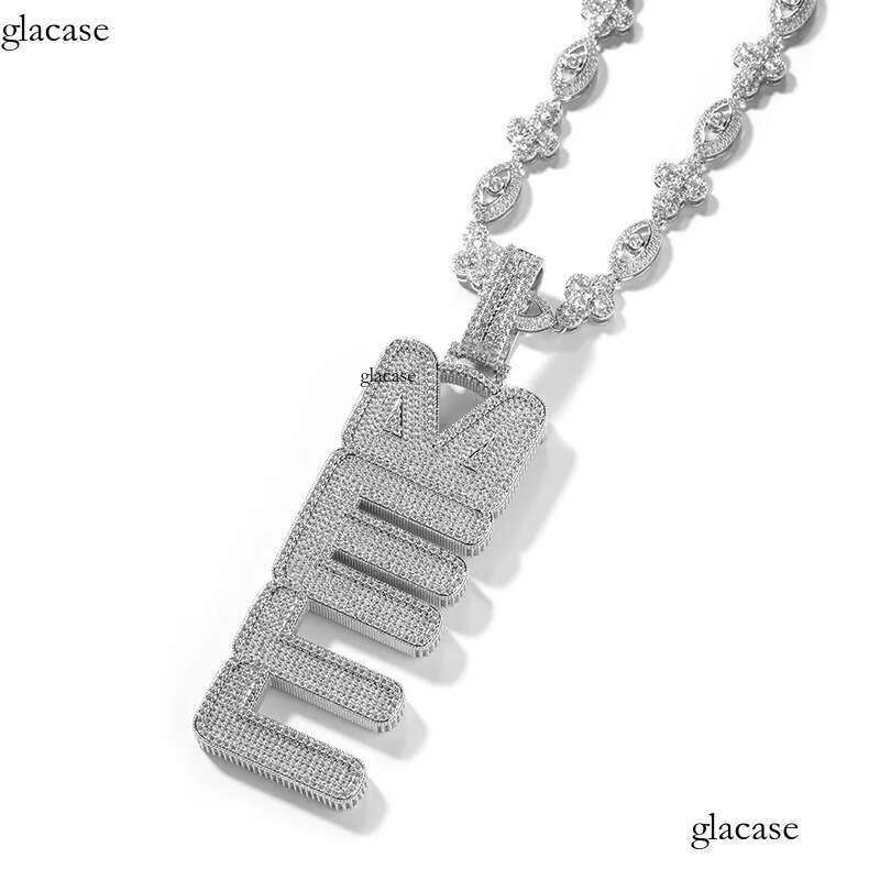 Hip Hop DIY Custom New Font Vertical A-Z Name Letters Pendant Necklace Jewelry 5f