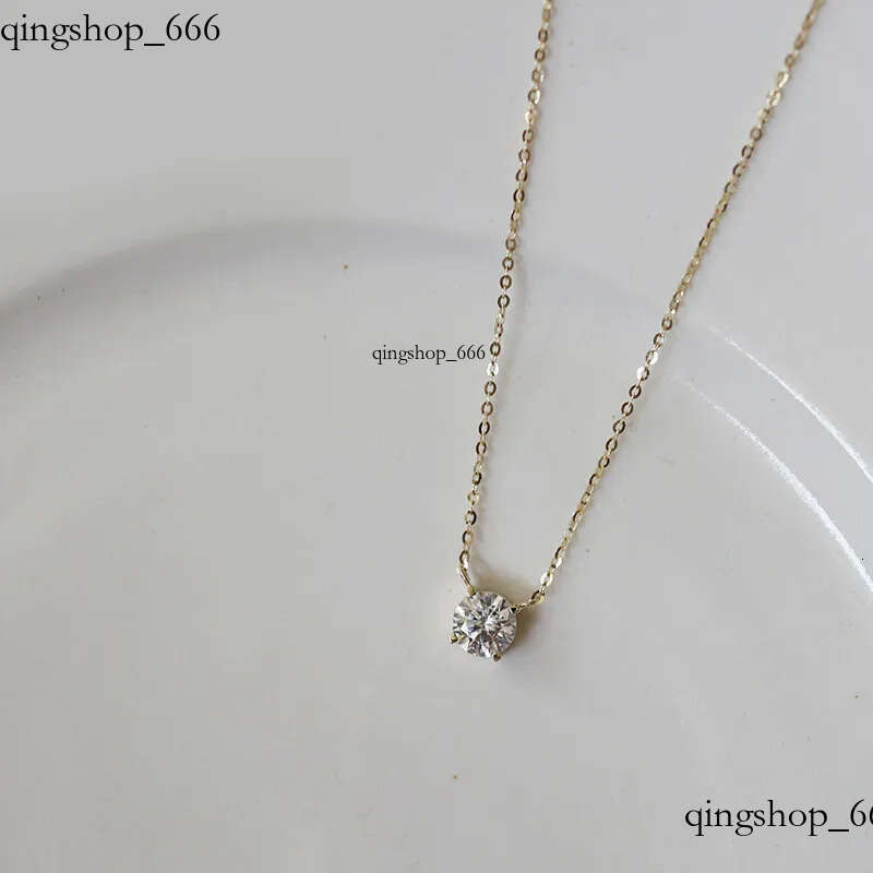 2024 Choucong Moissanite Dia Pendant Simple Fashion Jewelry Real 100% Sterling Sier 14K Gold Solitaire Gemstones Women Beach Clavicel Necklace Gift cf