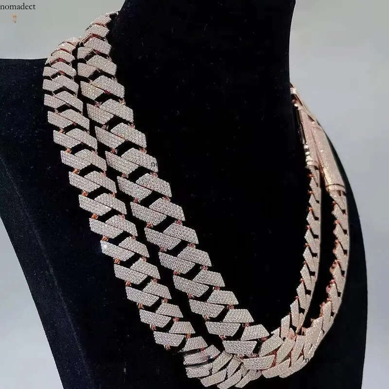 New Fashion 20mm Ice out Moissanite Dia Cuban k Chain Gold Plated Hip-Hop Necklace for Men and Women f8