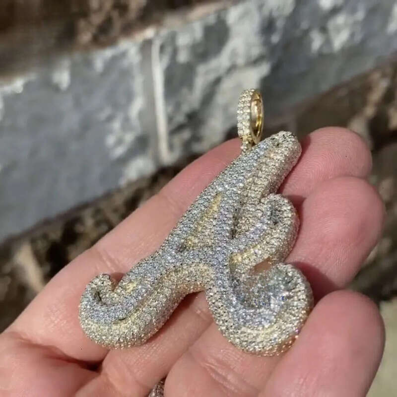 High quality pass dia tester sier letter 26 initial A B C D iced out custom moissanite pendant