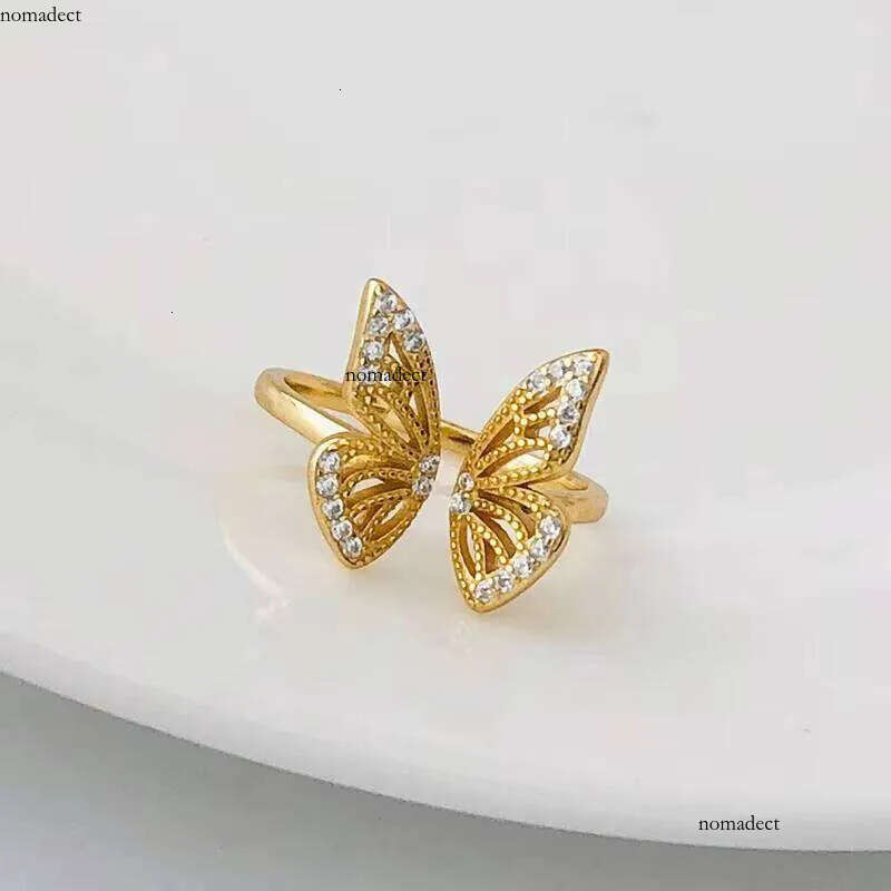Personality S Sterling Sier Open Cubic Zircon Butterfly Ring for Women 55