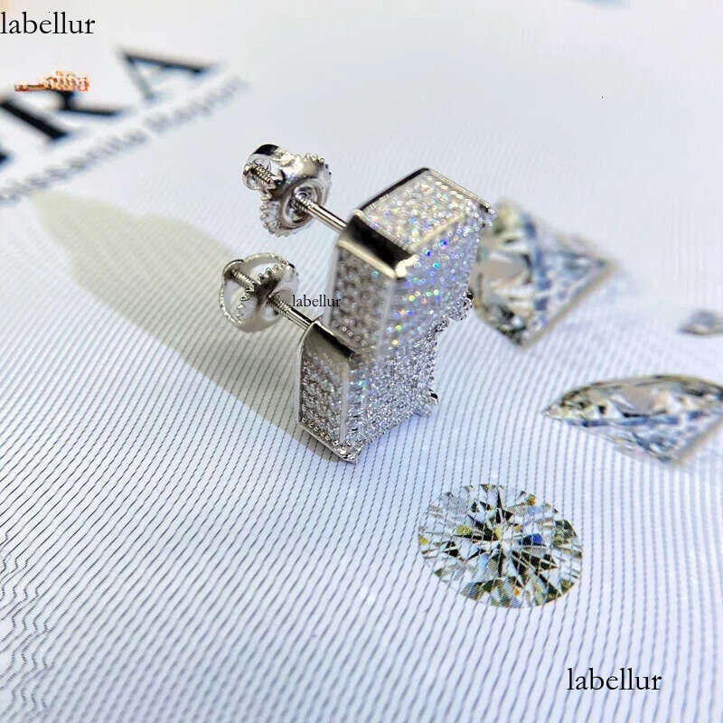 Fashion Jewelry Beautiful Fine Box Packaging Sterling Sliver Moissanite Earrings For Men Or Women 2a