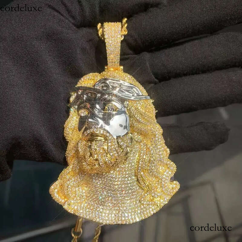 Hip Hop Jesus Two Tone Sier Fully Iced Out 3D Moissanite Pendant