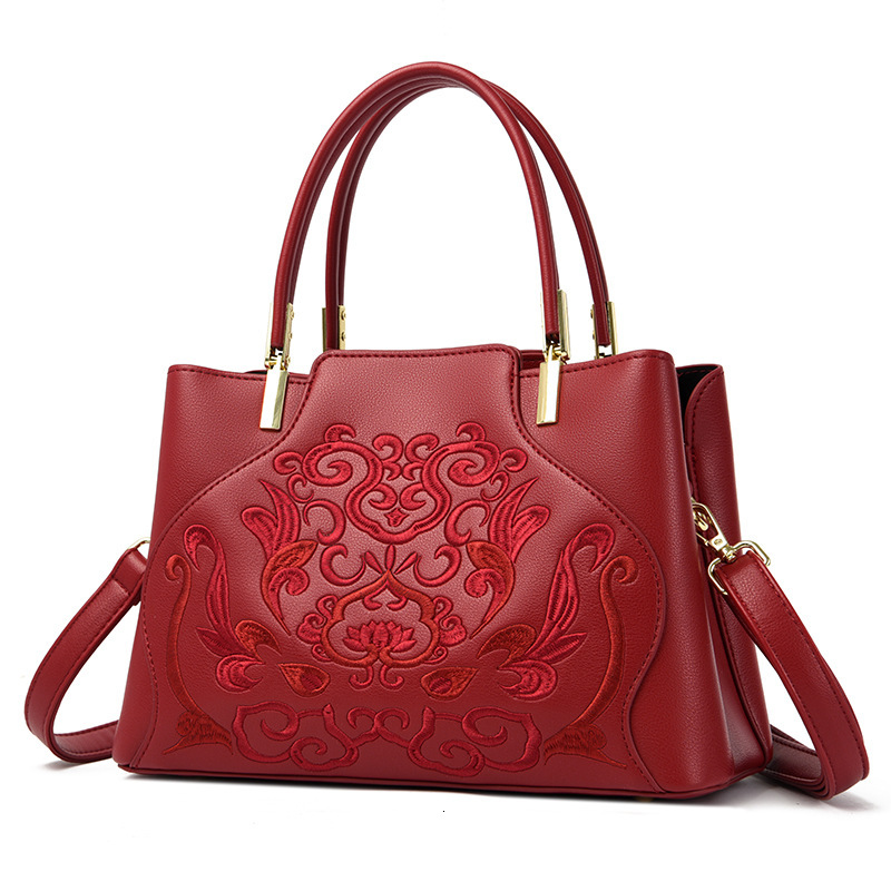 fashion New Chinese Embroidered Leather Handbag Single Shoulder Horizontal Geometric Bag Designer Bag Single Shoulder Bag Luxury Bag