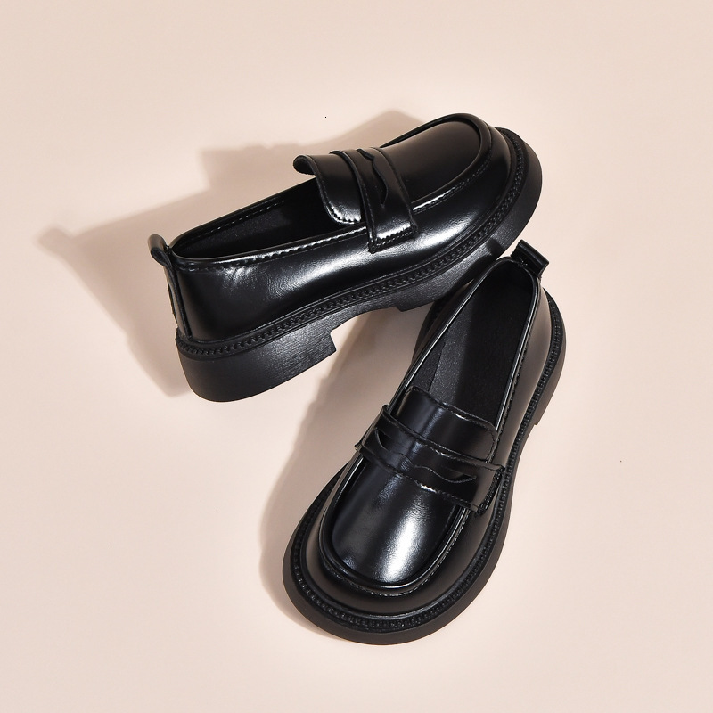 British Style Small Leather Shoes With Elegant Style Women's Black Flat Shoes Designer Autumn Designer Shoes New Luxury Shoes Women's Childr