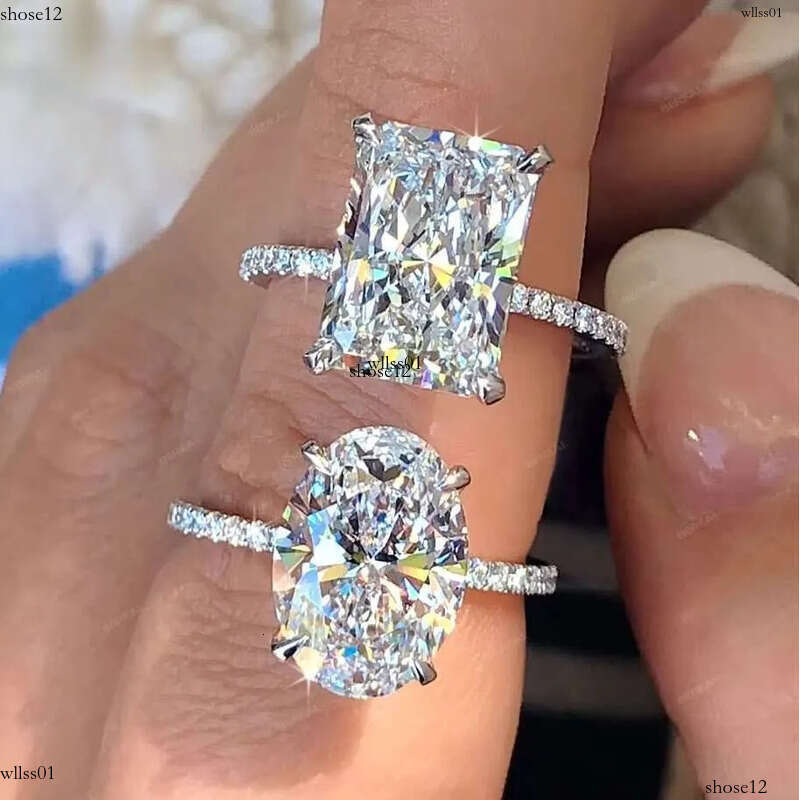 Wholesale 10K 14K Vvs Moissanite Engagement Rings Women Sier Dia Emerald Radiant Oval Cut Gold Ring Jewelry