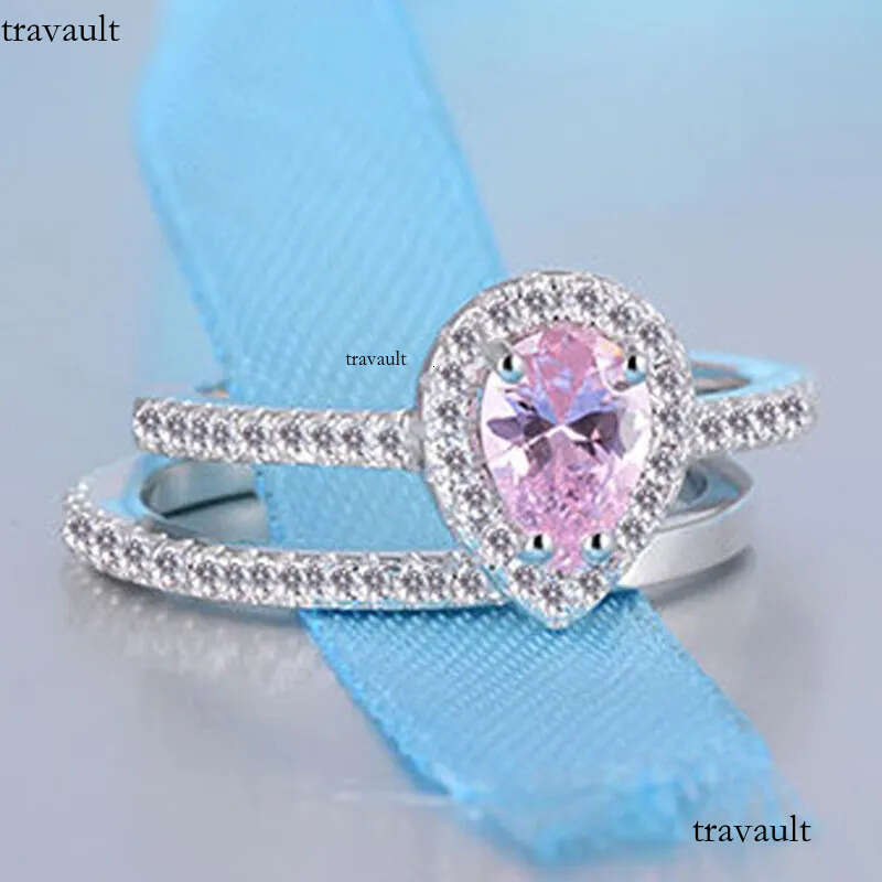 2025 Rulalei Jewelry Sterling Sier Pear Cut White Lab Moissanite Dia High Quality Party Promise Women Wedding Couple Ring Set Gift