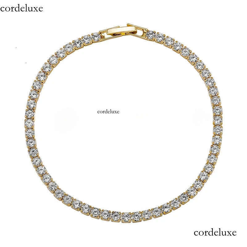 gold man iced out tennis bracelet chain vvs moissanite Sier Womens Bracelets Designer Copper White Dia Chains Bangles HipHop Jewelry ec