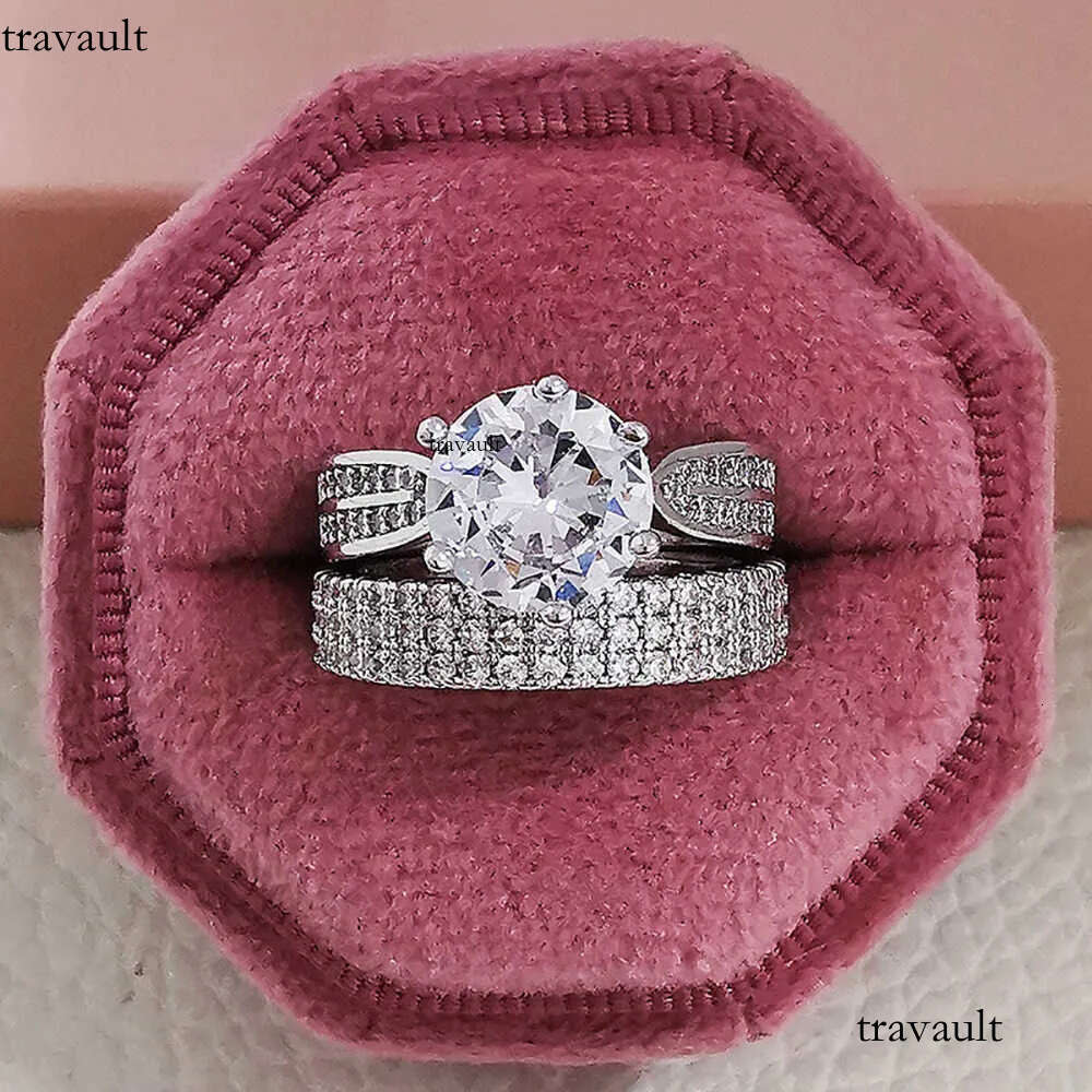 Large Special Sparkling Dia Ring New Sterling Sier Wedding Rings Set for Bridal Women Engagement Finger Party Gift Designer Jewelry