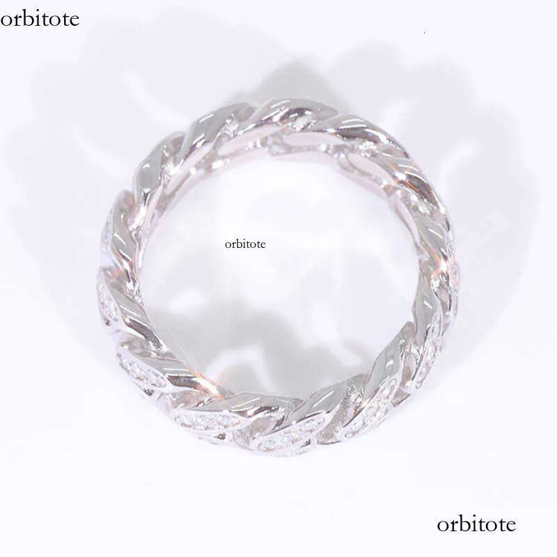 Custom Moissanite Cuban Ring S Sier with 2rows Hip Hop Mens White Gold Plated Vvs Dia Rings 4e
