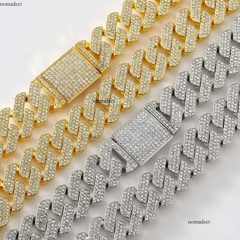 Fashion jewelry 20MM3 row moissanite hip-hop Cuban chain exaggerated rap men's designer necklace 3a