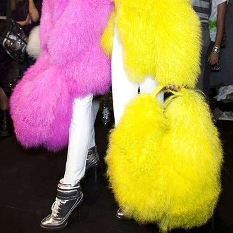 Designer Luxury Ethel Anderson Real Mongolia Handbags Women S Lamb Plush Shoulder Bags Soft Fur Hobo Handbag Large Capacity Purse