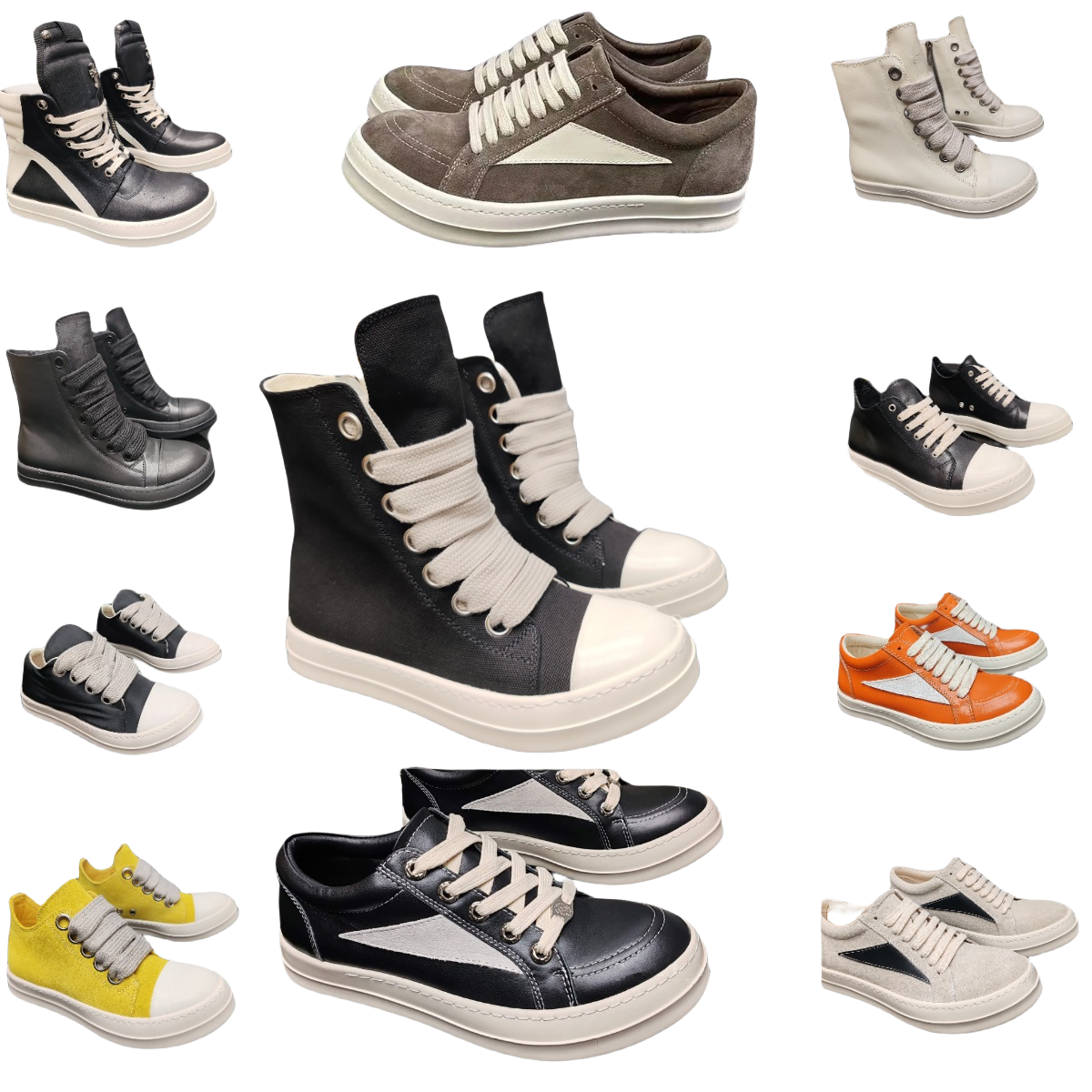 Designer Ro Boots Genuine Leather Shoes Furry Canvas RO Boots Luxury Low Top Owenes Booties Mens Women Black White Red Pink Yellow High Top Horse Hair Suede Boots H8581