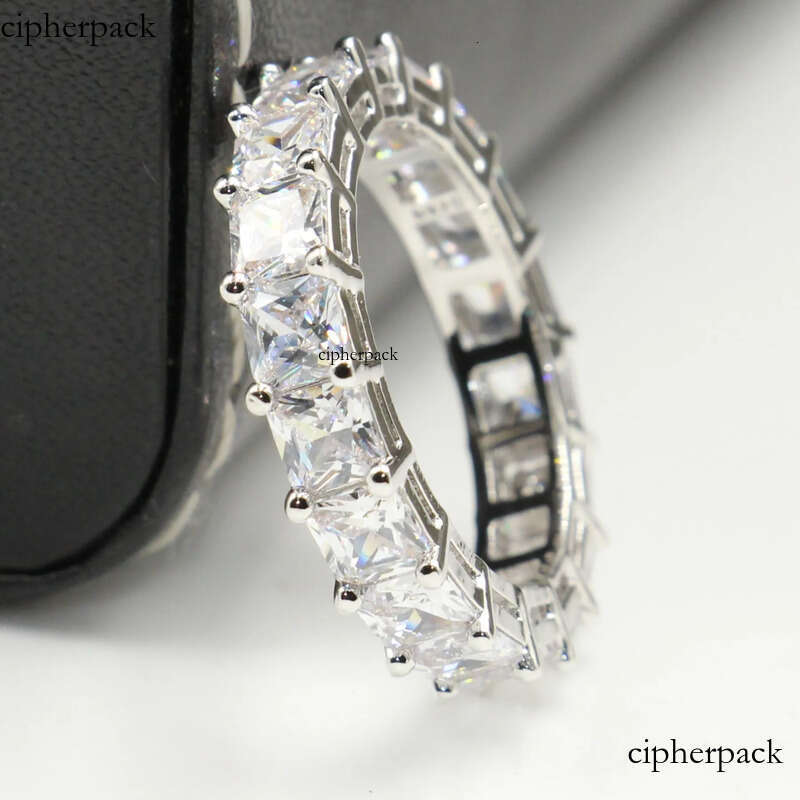 Rulalei Brand Stunning Jewelry Sterling Sier Princess Cut Full White Topaz CZ Dia Gemstones Women Wedding Finger Ring Gift 44