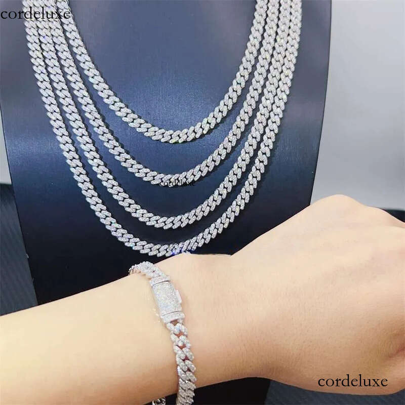 designer hip hop jewelry 8mm 16 18 20 22 inches link necklace VVS GRA Certified moissanite cuban chain de
