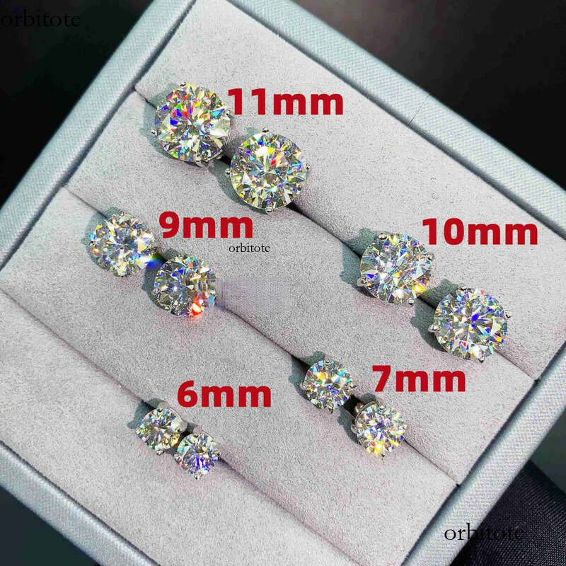 Dia VVS Round S 10K 14K Solid Gold Stud Women Men Moissanite Earrings c3