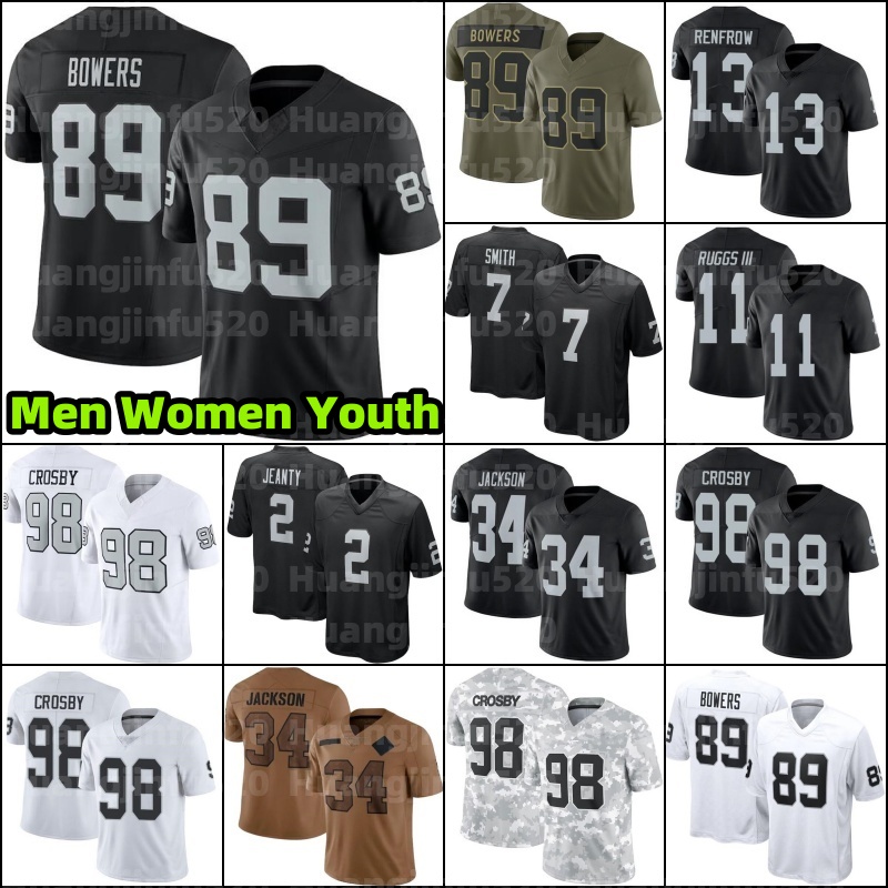 Fernando Mendoza 2 Ashton Jeanty 89 Brock Bowers Football Jersey Geno Smith Ken Stabler Charles Woodson Robert Spillane Hunter Renfrow Bo Jackson Jakobi Long