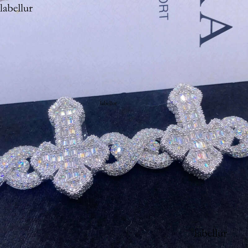Wholesale price s sterling sier hip hop iced out men jewelry cross link bracelets moissanite cuban bracelet ee