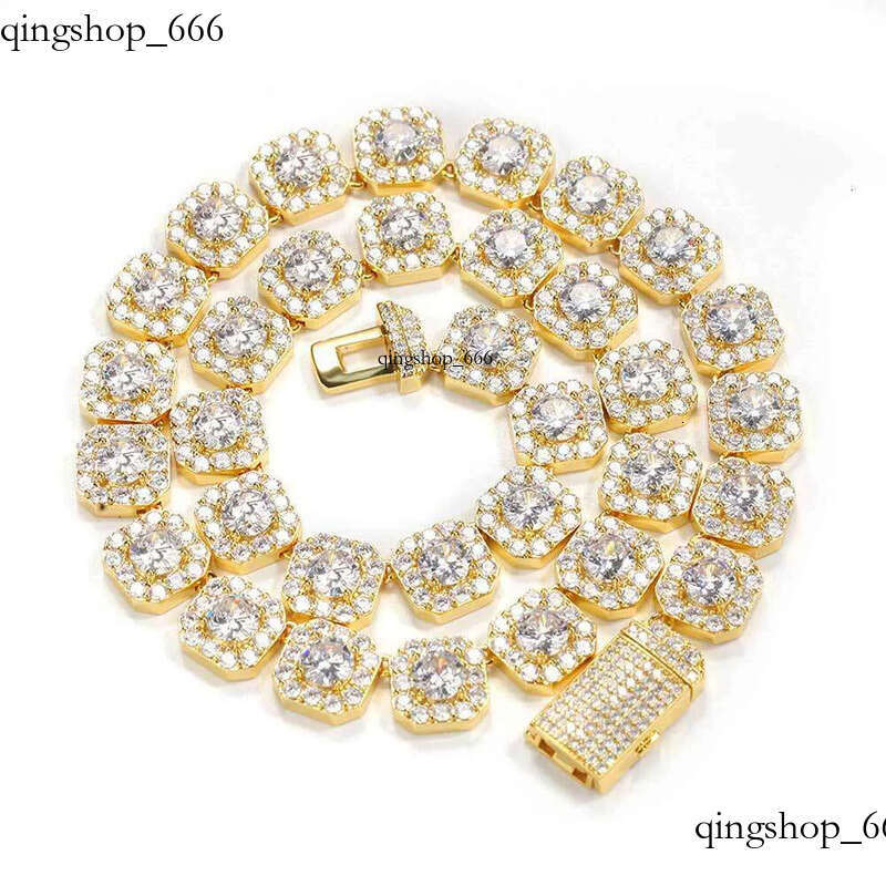 necklace moissanite chain Hip Hop Necklace Gold Plated Jewelry Iced Out Dia Clustered Tennis Chain b0