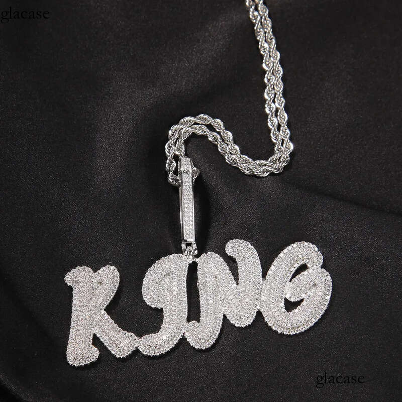 Custom Letters Name Pendant Necklace Charm Bling Iced Out Zircon Real Gold Plated For Men Women Jewelry 54