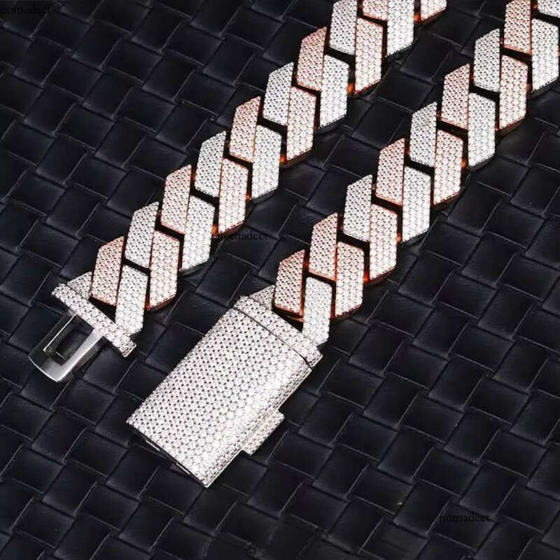 Yy New Arrived 20mm 4 Rows Cuban Link Chian Moissanite Pass Dia Tester Sier Fine Jewelry Necklaces for Men 65