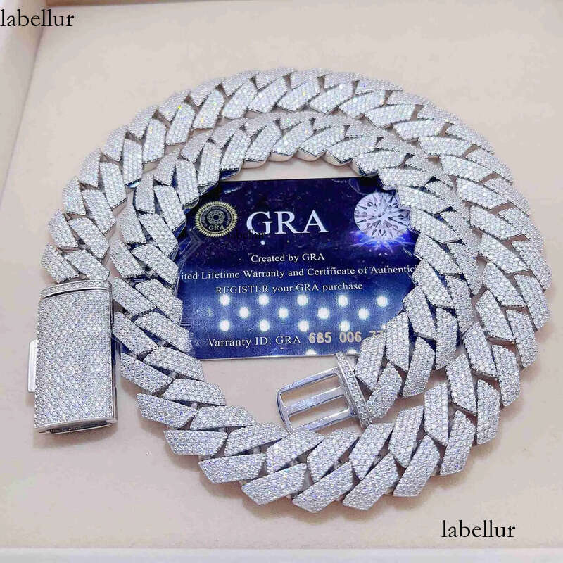 Necklace Moissanite designer sier rose gold iced out pass dia tester pendant Sterling Vvs cuban link chain 0c