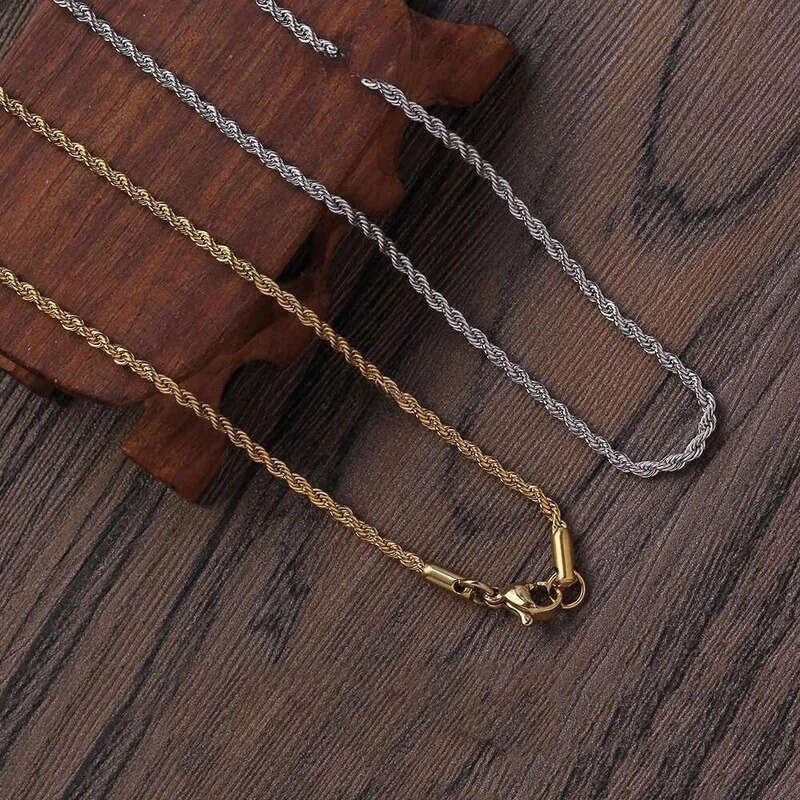 designer jewelry women gold necklace High Quality Gold Plated chain Stainless Steel Necklace For Women Men Golden rope chains gift 2-5mm