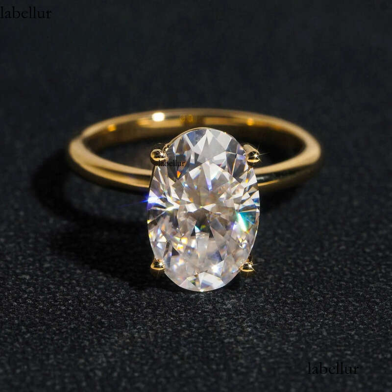 10K 14K Solid Real Gold Engagement Rings 4.5CT Oval D Color VVS Moissanite Dia Wedding Ring 36