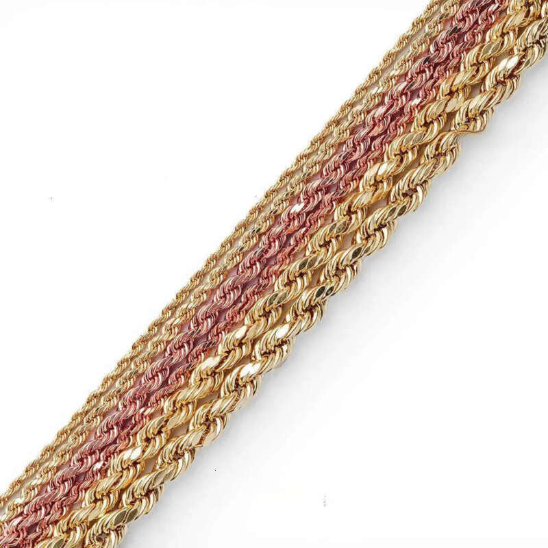 Real 10K 14K Solid Gold Rope Chains For Men Hip Hop Necklace