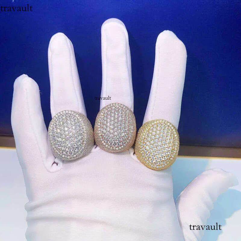 Fine Jewelry Mens Rapper S Sterling Sier Plated Ice Out FL/Vvs1 Dia Yellow Gold Hip Hop Moissanite Ring