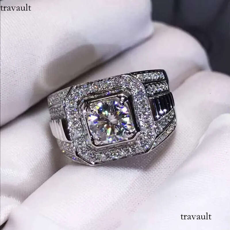 DHCollections Light Unisex Trendy White Zircon & Dia Ring Round Brilliant Cut for Anniversary Fashion Accessories