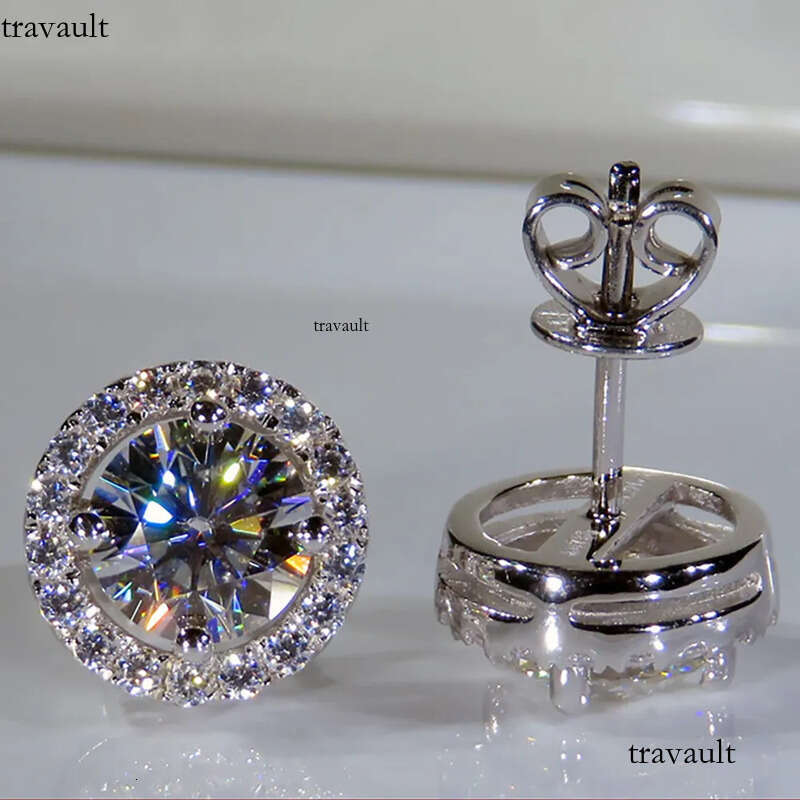 Classic Sterling Sier Stud 4mm Round Simulated Dia Earrings for Women Men Jewelry2024