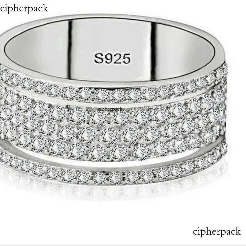Rulalei Sparkling Jewelry Sterling Sier Pave White Sapphire CZ Dia Gemstones Party Promise Women Wedding Band Ring Gift b8