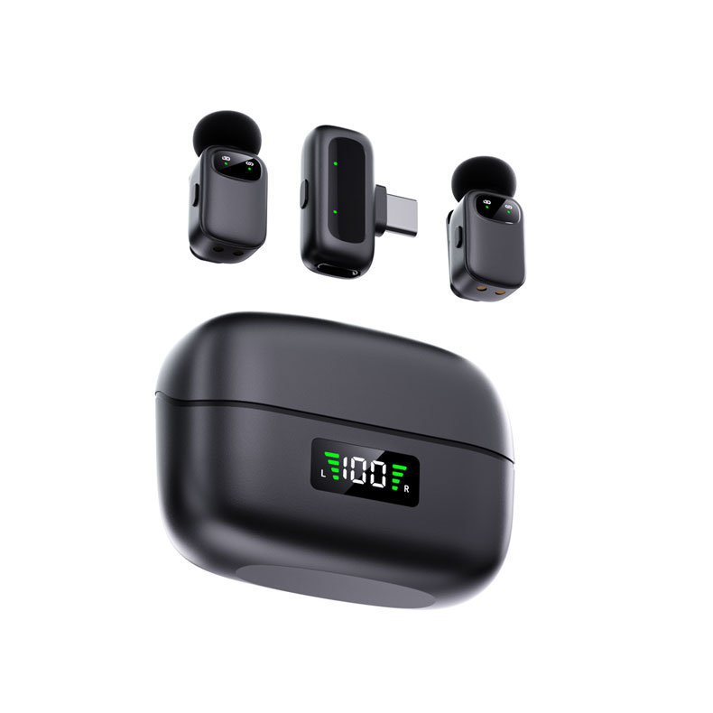 Wireless Lavalier Microphone 2 in 1 Super Mini Mic for Audio Video Recording Interview Tiktok Youtube Vlog Podcast Livestream Noise Reduction AI Voice