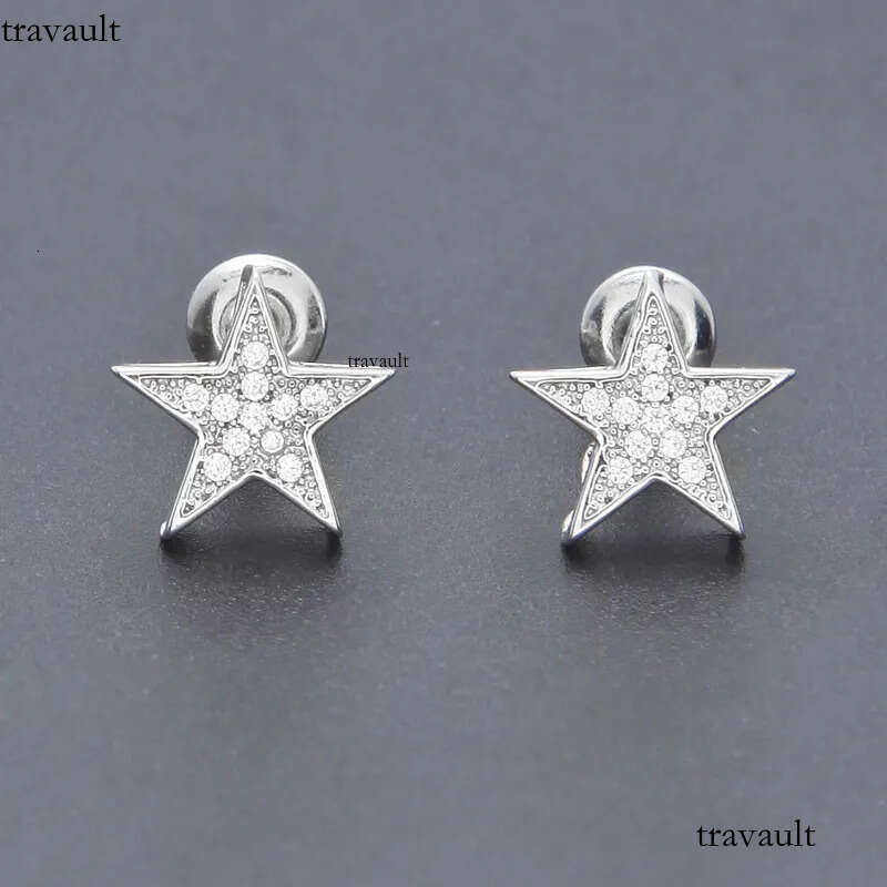 Mens Hip Hop Stud Earrings Jewelry Fashion High Quality Gold Sier Five-pointed Star Earring For Men