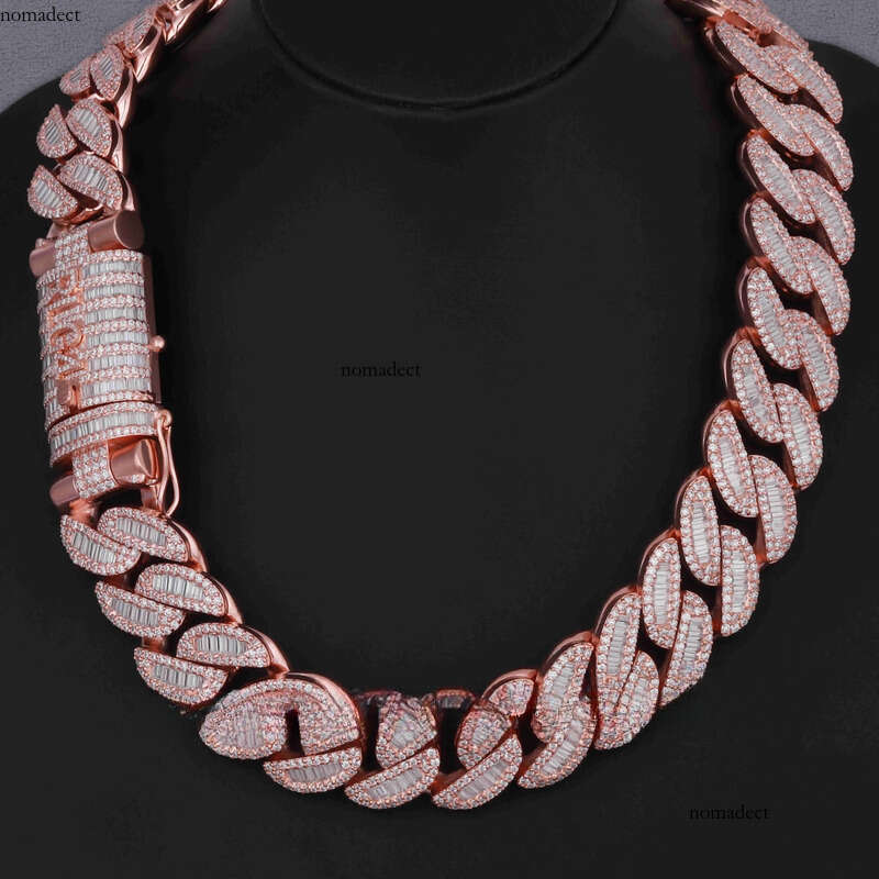 Custom Jewelry Crafted With Luxurious Sier VVS Clarity Moissanite Sparkling Brilliance Dia Cuban Chain ff
