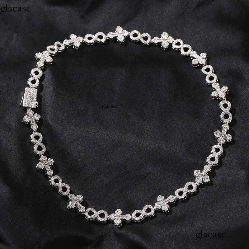 High Quality Hip Hop Cross 8 Infinite Cuban Chain Necklace Bracelet 5A Zircon 10mm Rap Jewelry ea