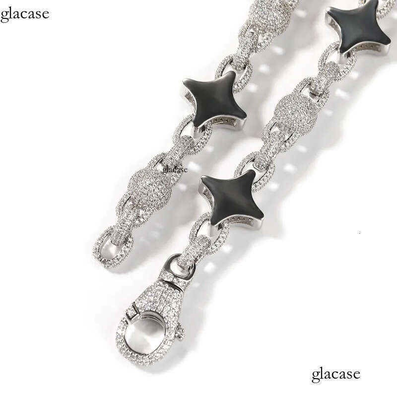 High Quality Hip Hop Star Flower Beads Infinite Necklace 5A Zircons Cuban Chain Jewelry 6d
