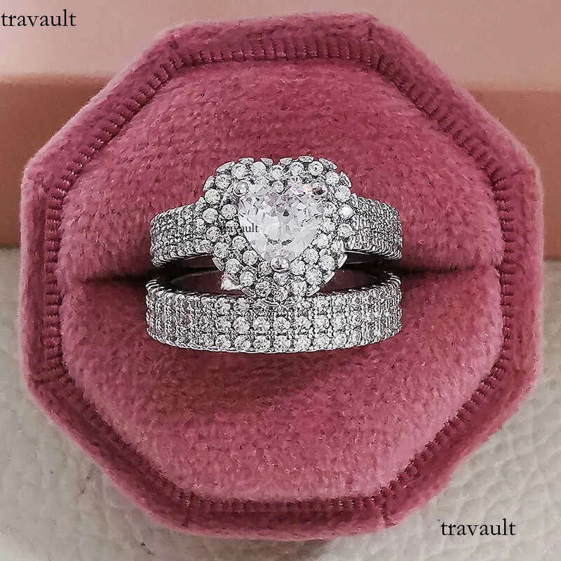 Large Special Sparkling Dia Ring New Sterling Sier Wedding Rings Set for Bridal Women Engagement Finger Party Gift Designer Jewelry