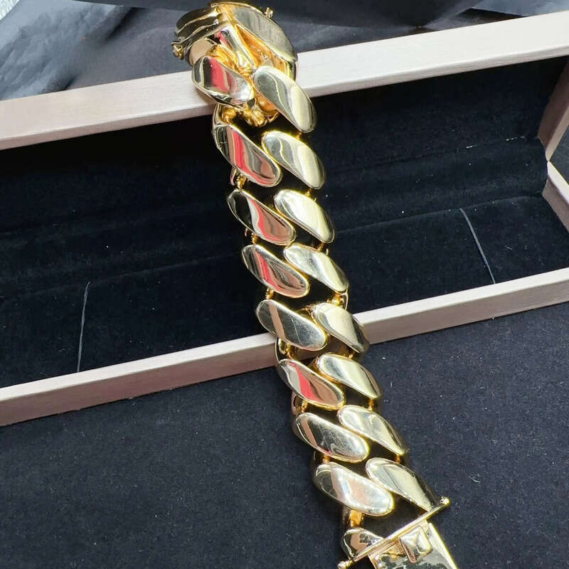 30MM Big Size Men Hip Hop Jewelry Brass Real Gold Plated k Chain Cuban Bracelet