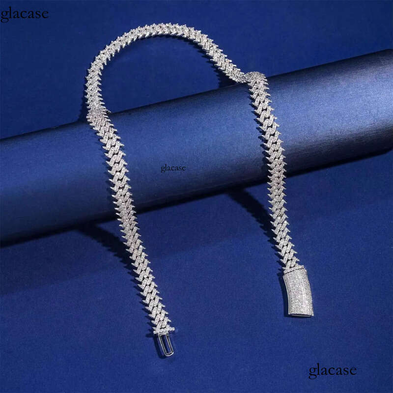 Factory Wholesale Dia Chain Sier Hip Hop Jewelry Necklace Micro Pave Vvs Moissanite Cuban Link eb