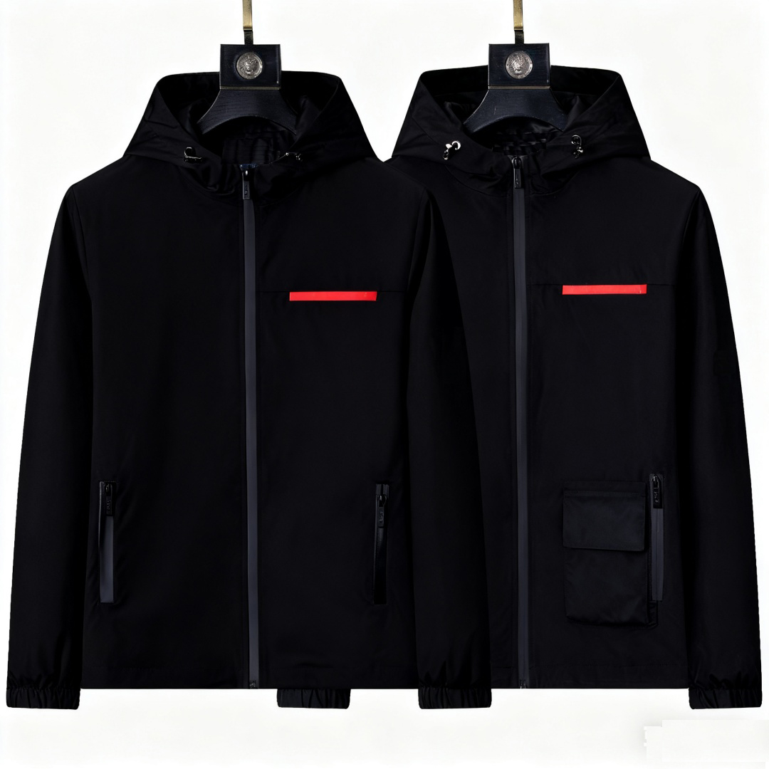 Casual Mens Jacket Coat Caps Luxury designer bomber jacket High quality Letter Red Striped Jacket Autumn Fashion Outdoor Hoodies Coats Triangle Badge Windbreakers
