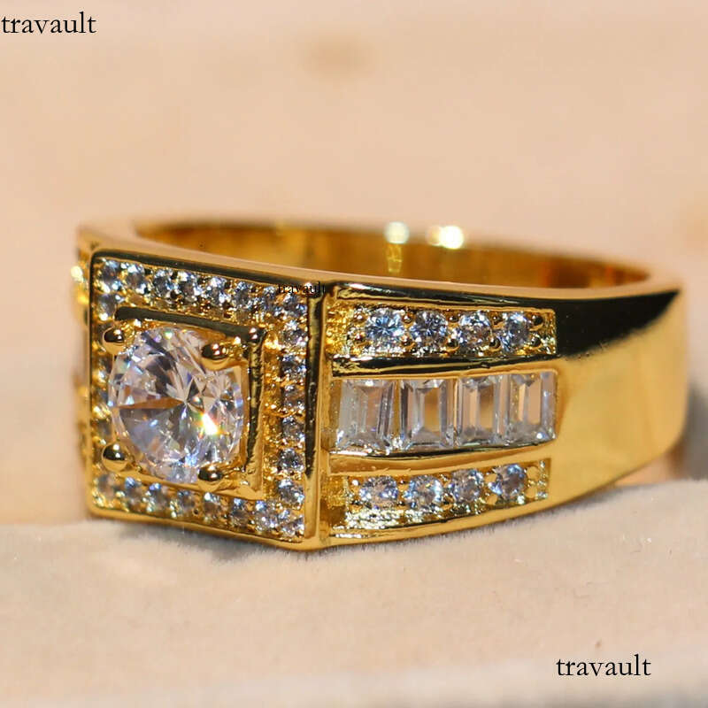 Victoria Wieck New Arrival Promise Jewelry 10KT Yellow Gold Filled Princess White Topaz CZ Dia Original Men Band Finger Ring Gift