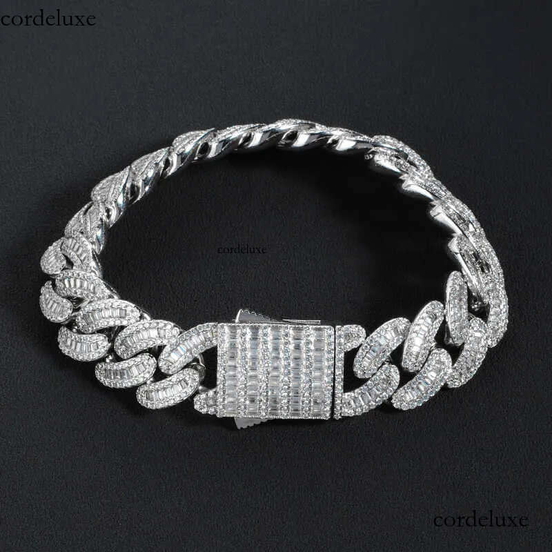 Custom 16mm Vvs Moissanite Iced Out Dia Necklace Arc Sterling Sier Baguette Cuban Chain 5c