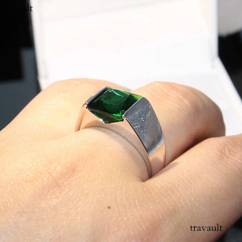 Drop Shipping Victoria Wieck Fashion Jewelry Sterling SierSONA Solitaire Emerald Birthstone Princess Men Wedding Band FingerRing Gift
