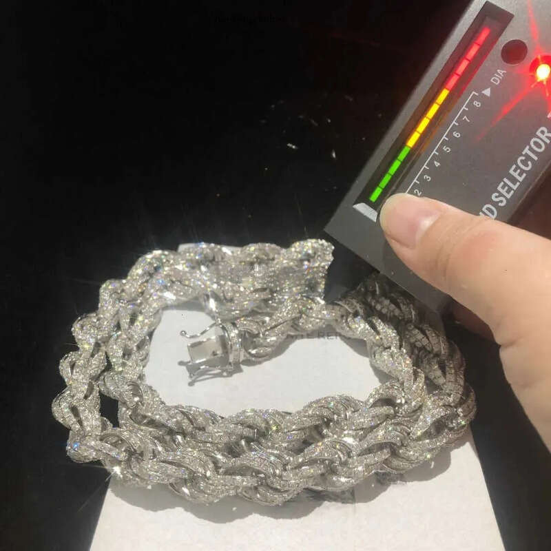 Twisted Moissanite S 10k 14k Solid Gold Hip Hop Men Jewelry Cuban Necklace Iced Out Vvs Dia Rope Chain