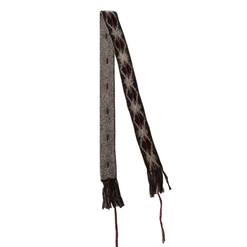 Free shipping hand-threaded diamond knitted narrow scarf women winter style decorative velvet bib 2025s hot