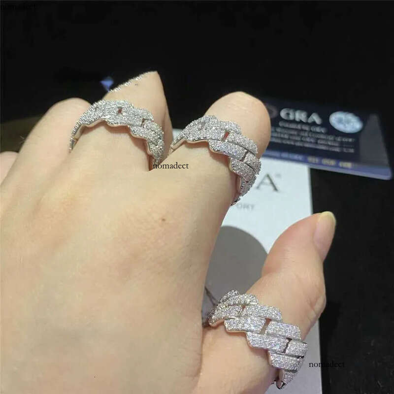Band Cuban Custom Hip Hop Sterg Vvs Moissanite Dia Rings Men Iced Out Sier Ring Gold Plated For Women Jewelry Gift 81