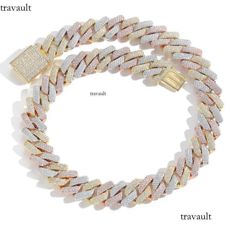 18mm Vvs Moissanite Chilled Dia Sterling Sier Men's Necklace Miami Cuban Chain