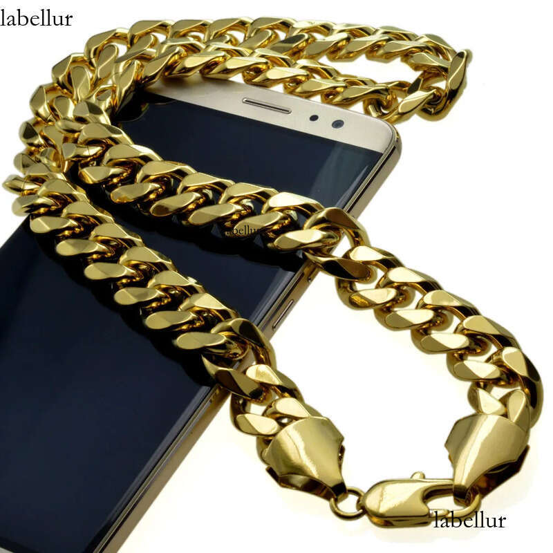 necklace miami chain Necklace Heavy Mens gold filled Solid Cuban Curb Chain 28